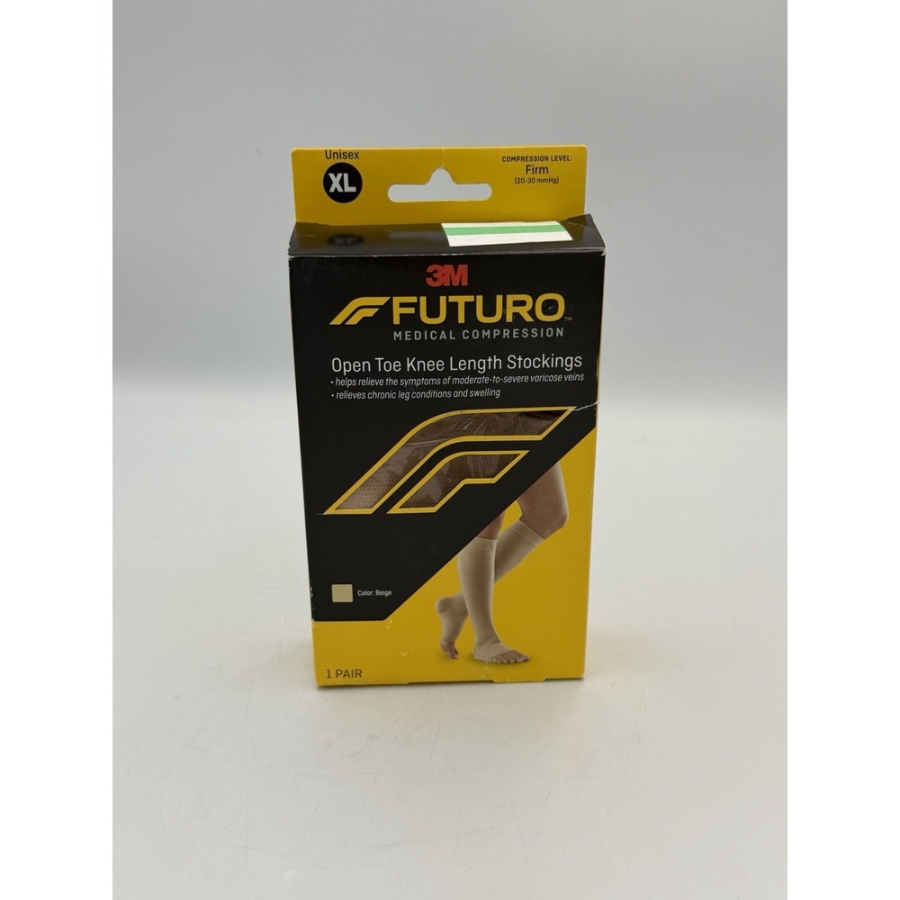 3M Futuro Open Toe Knee Length Compression Stockings XL Beige 20-30 mmHg NIB